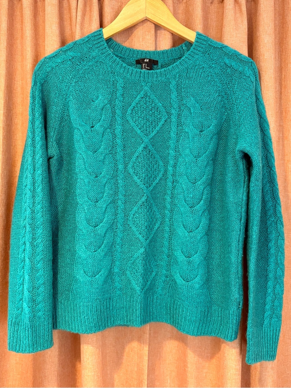 H&M Turquoise Cable Knit Sweater, Size M